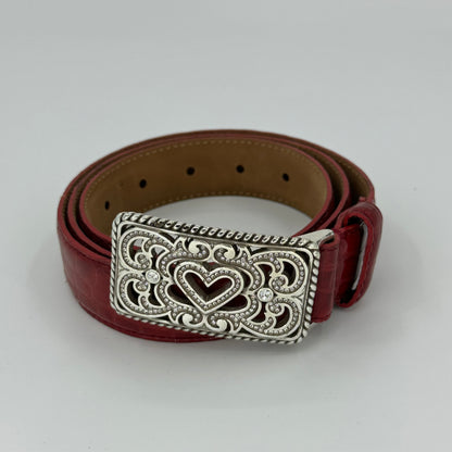 Brighton Embossed Heart Rhinestone Leather Belt