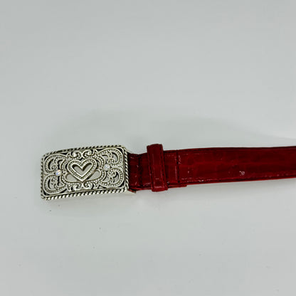 Brighton Embossed Heart Rhinestone Leather Belt