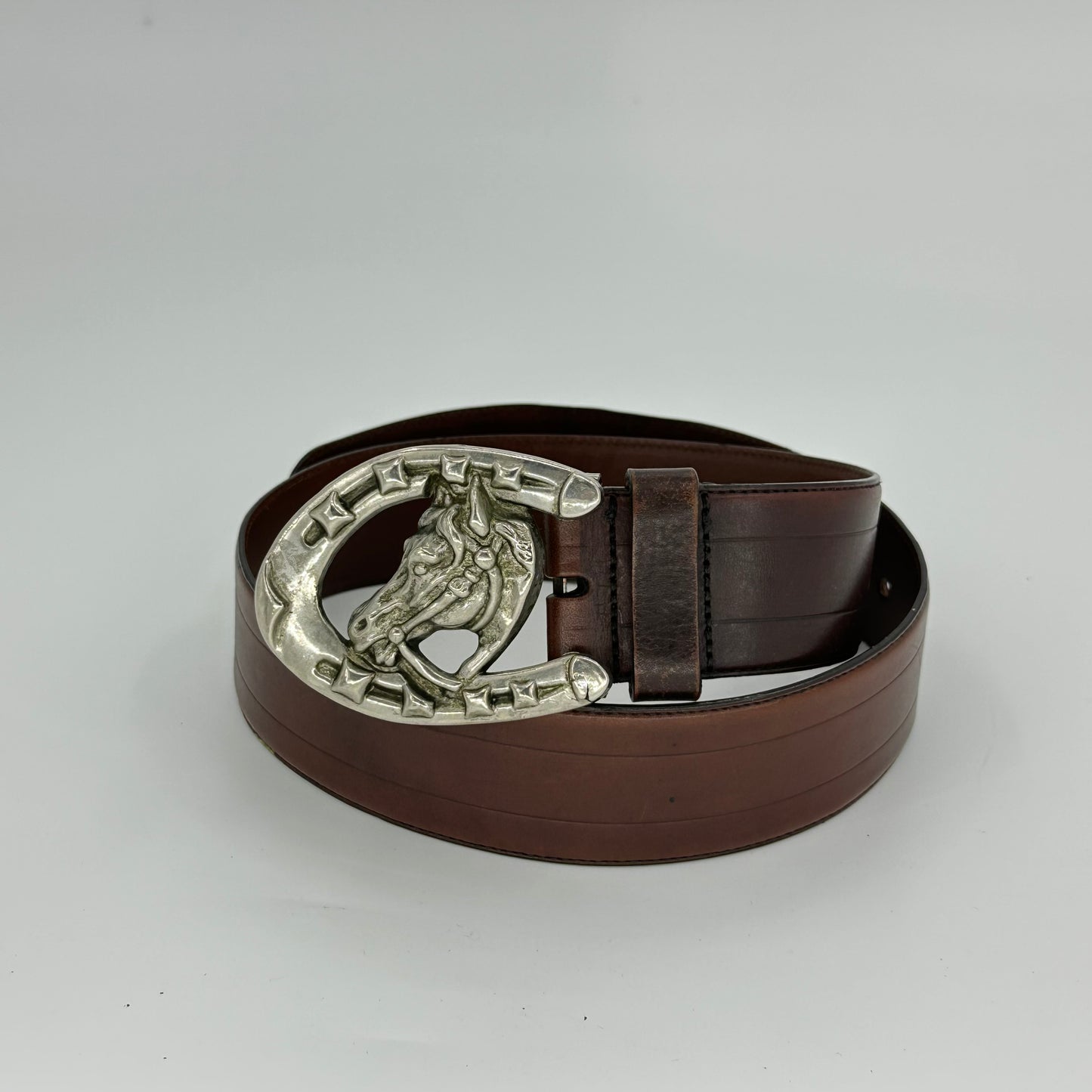 Ralph Lauren 00s Horseshoes Horse Head Buckle Leather Belt