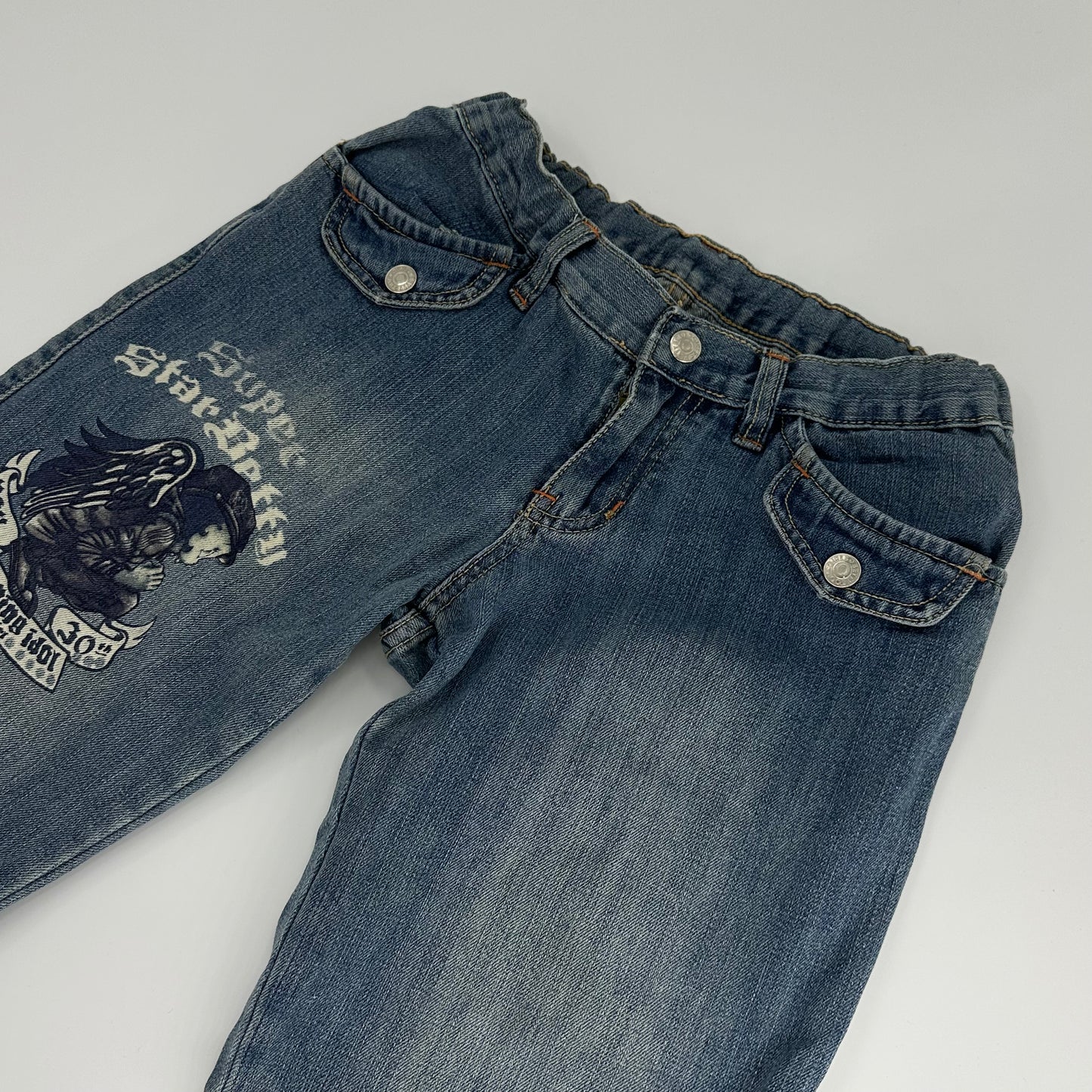 2000s Betty Boop Angel Cargo Flare Denim Jeans