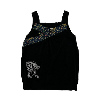 Oriental Floral Knot Dragon Embroidery Tank Top
