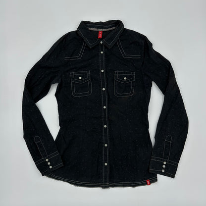EDC Wing Rose Embroidery Dot Long Sleeves Shirt