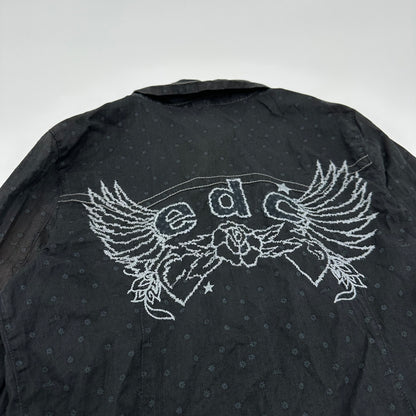 EDC Wing Rose Embroidery Dot Long Sleeves Shirt