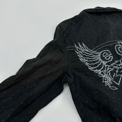 EDC Wing Rose Embroidery Dot Long Sleeves Shirt