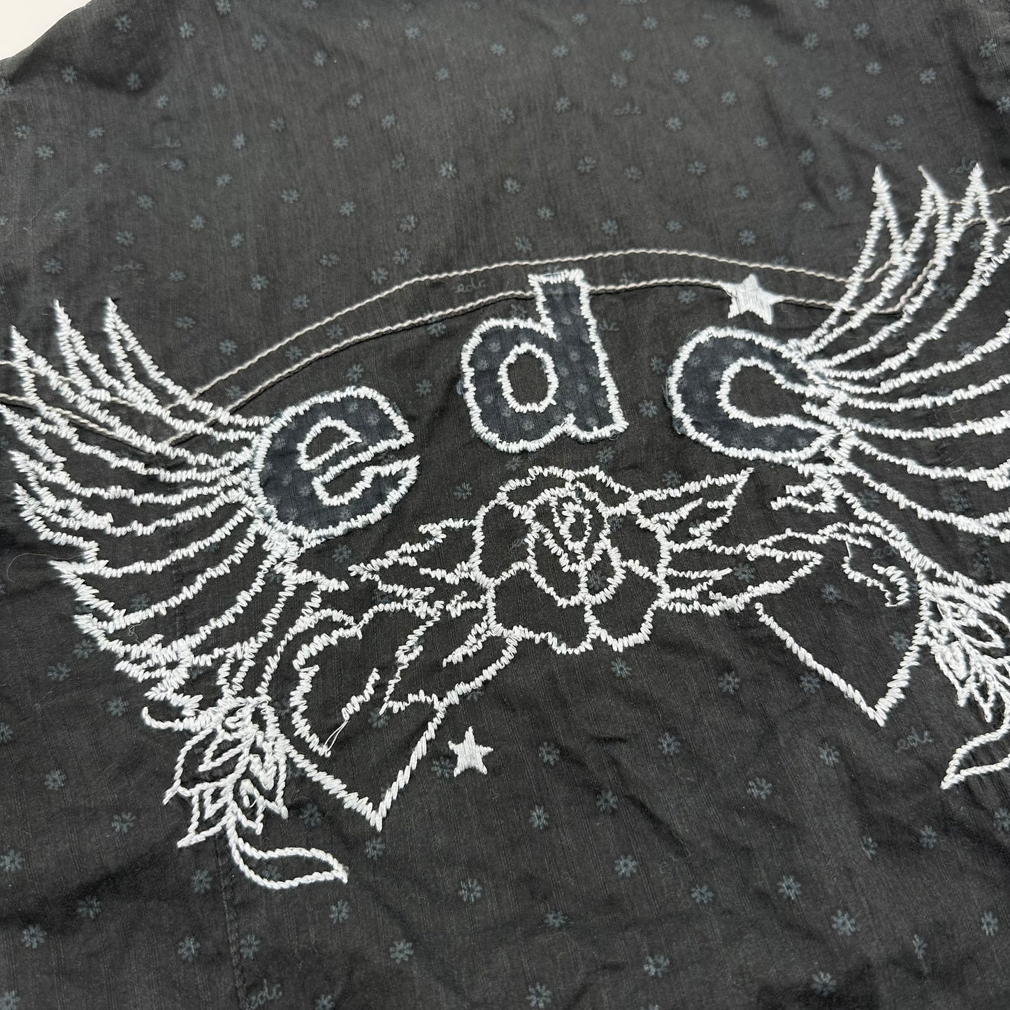 EDC Wing Rose Embroidery Dot Long Sleeves Shirt