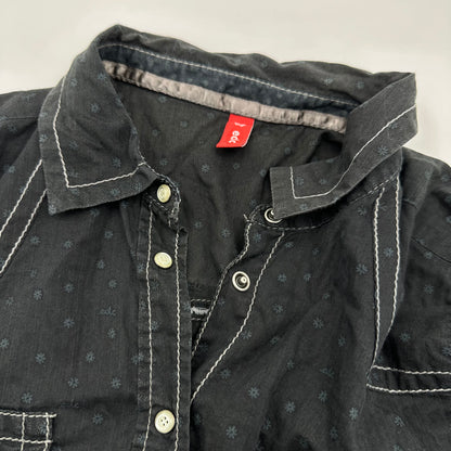 EDC Wing Rose Embroidery Dot Long Sleeves Shirt