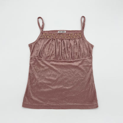 Lace Trim Glitter Velvet Camisole
