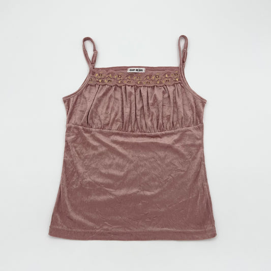 Lace Trim Glitter Velvet Camisole