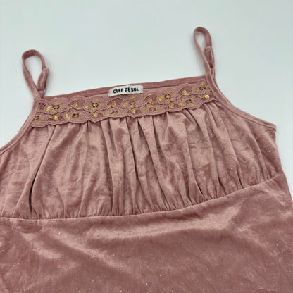 Lace Trim Glitter Velvet Camisole