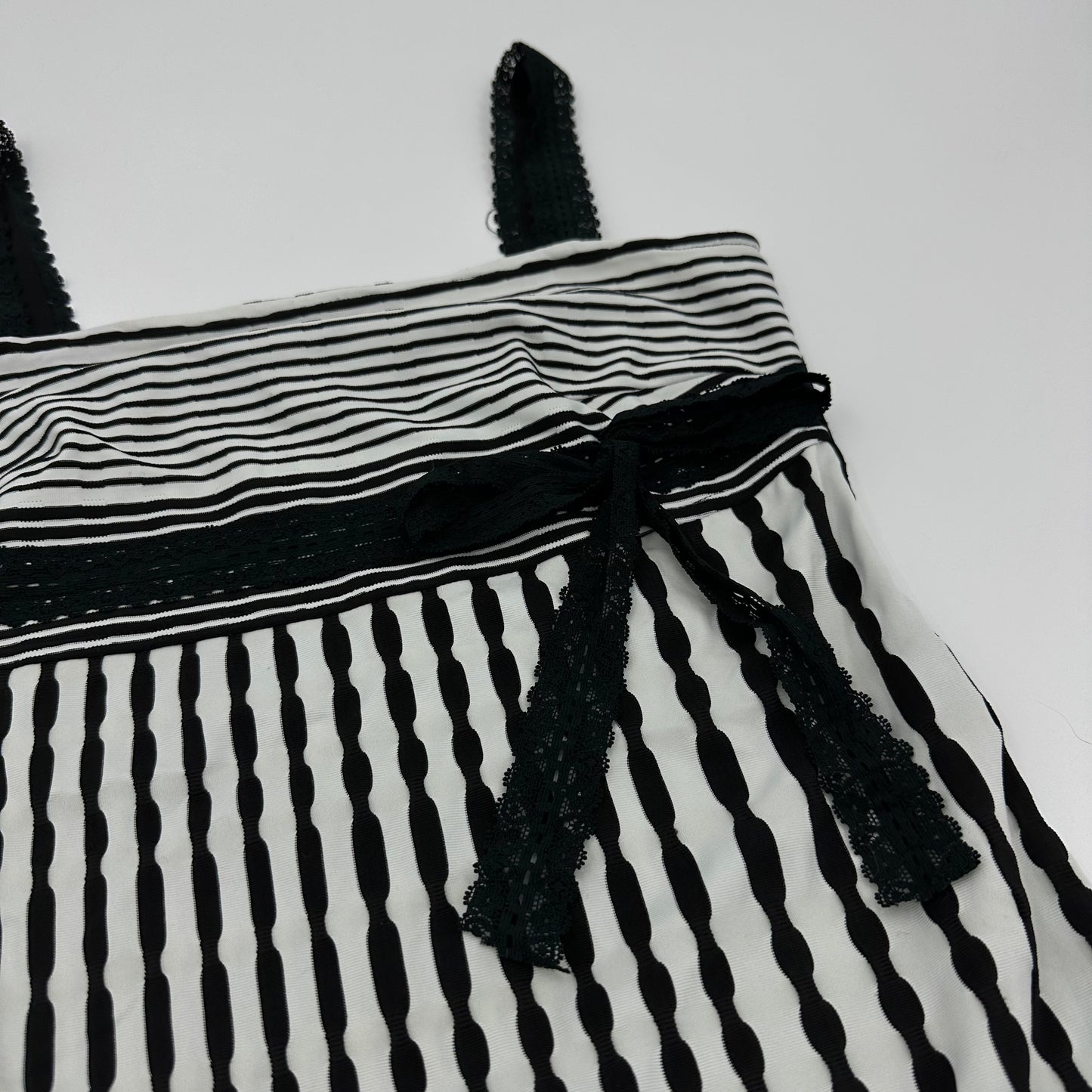 90s Striped Lace Tiered Cami Dress