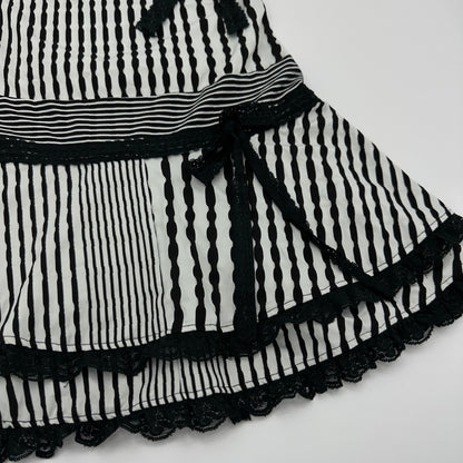 90s Striped Lace Tiered Cami Dress