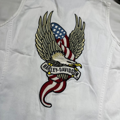 Harley Davidson 90s American Flag Eagle Embroidered Studded Vest