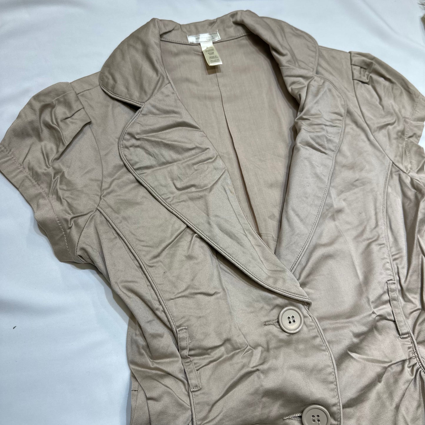 Ruched Waist Short Sleeve Blazer