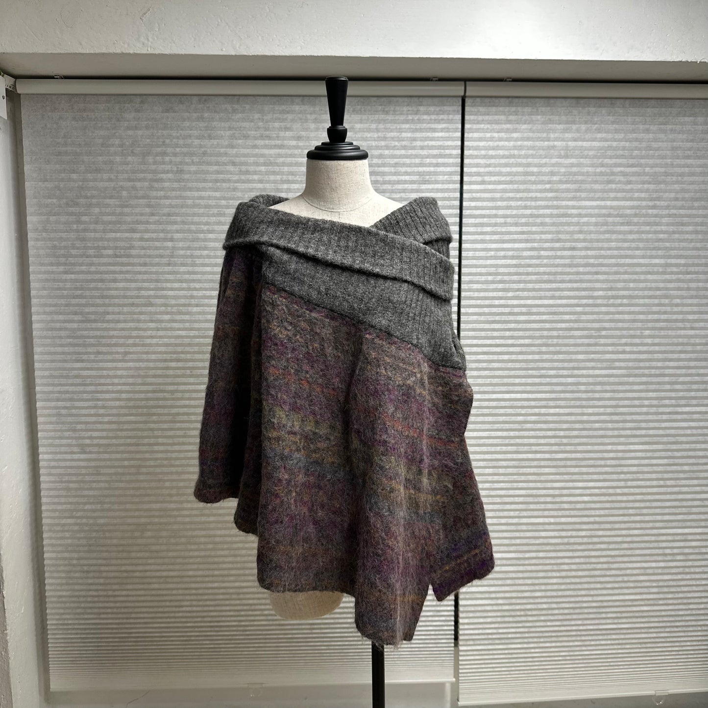 Marled Cowl Neck Knit Poncho