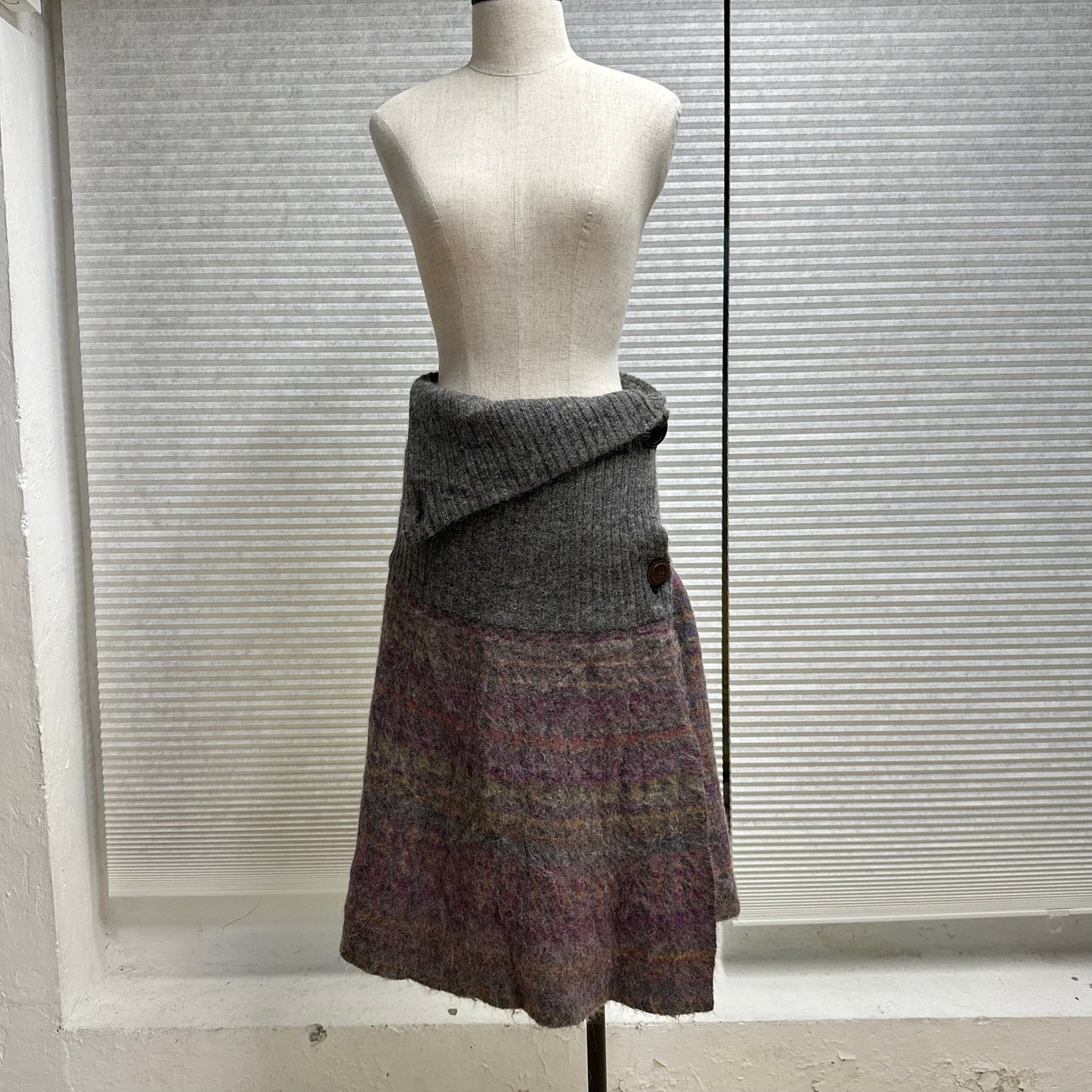 Marled Cowl Neck Knit Poncho