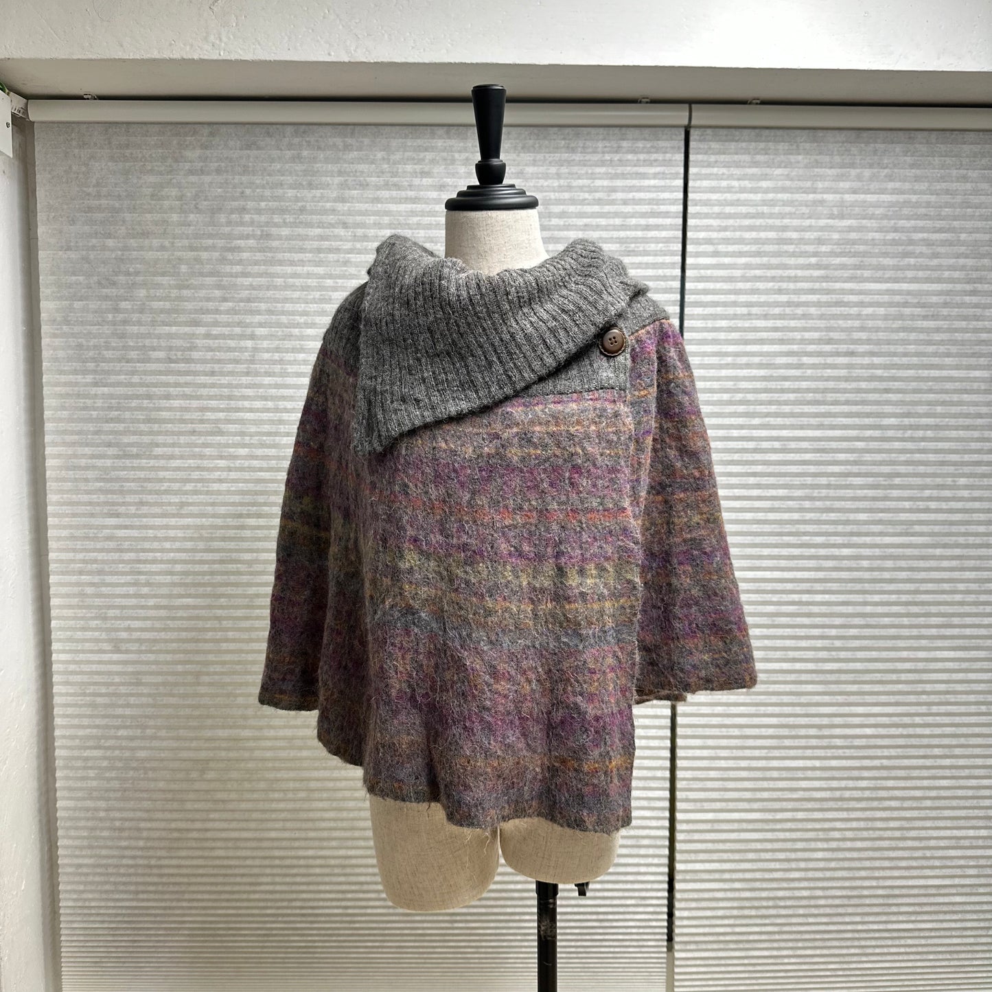Marled Cowl Neck Knit Poncho