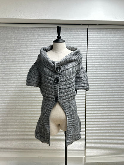 Knit Cowl Neck Cape Cardigan