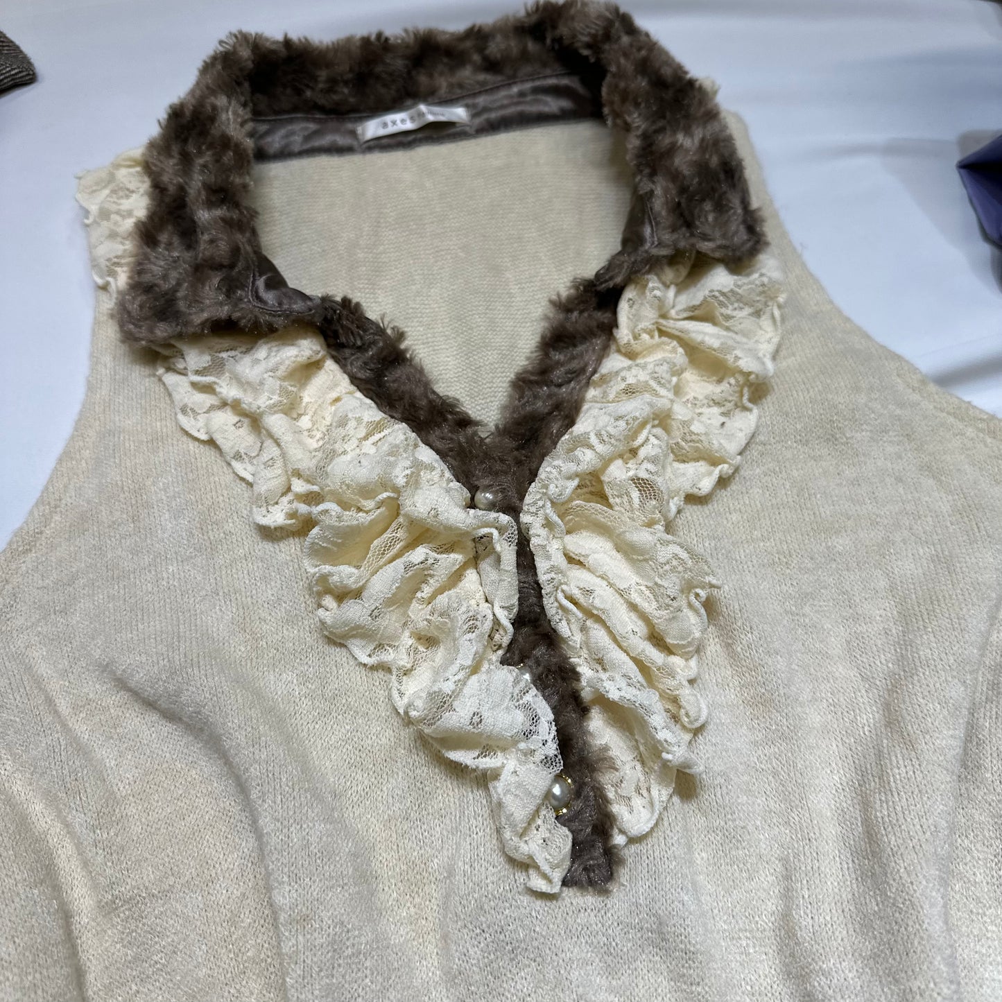 Axes Femme Fur Trim Knit Vest