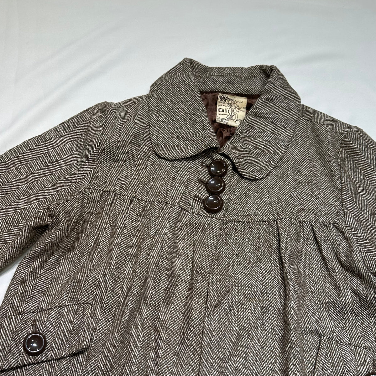 Herringbone Wool Blend Babydoll Jacket