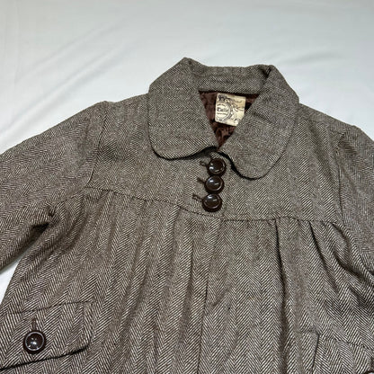 Herringbone Wool Blend Babydoll Jacket
