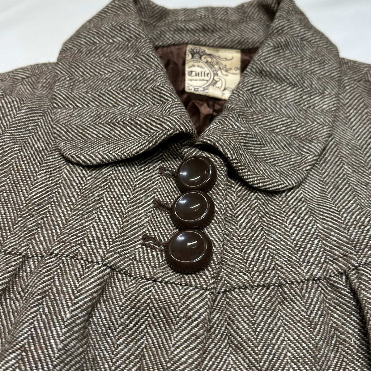 Herringbone Wool Blend Babydoll Jacket