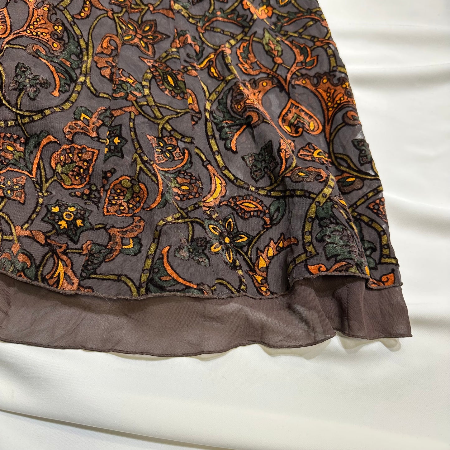 Velvet Floral Midi Skirt