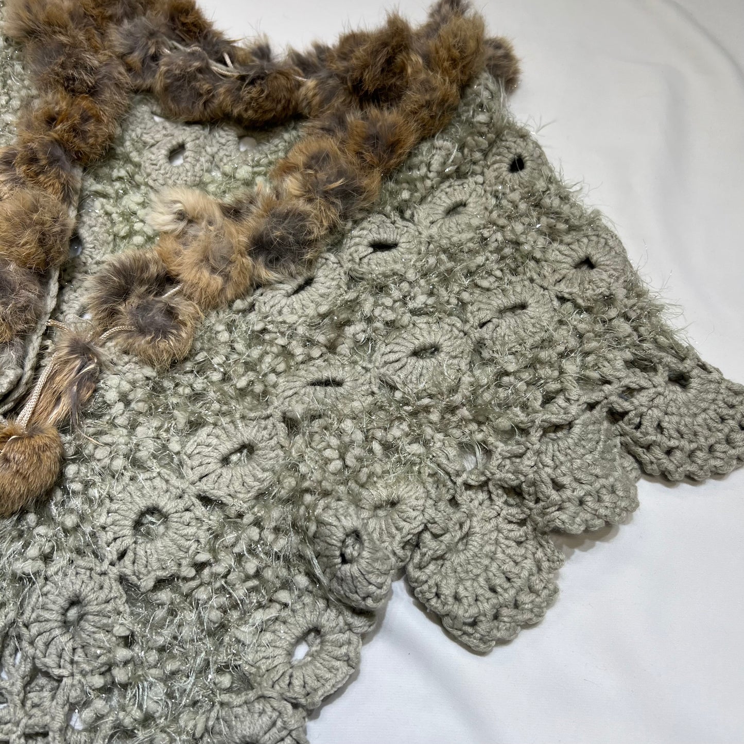 Fur Trim Crochet Cardigan