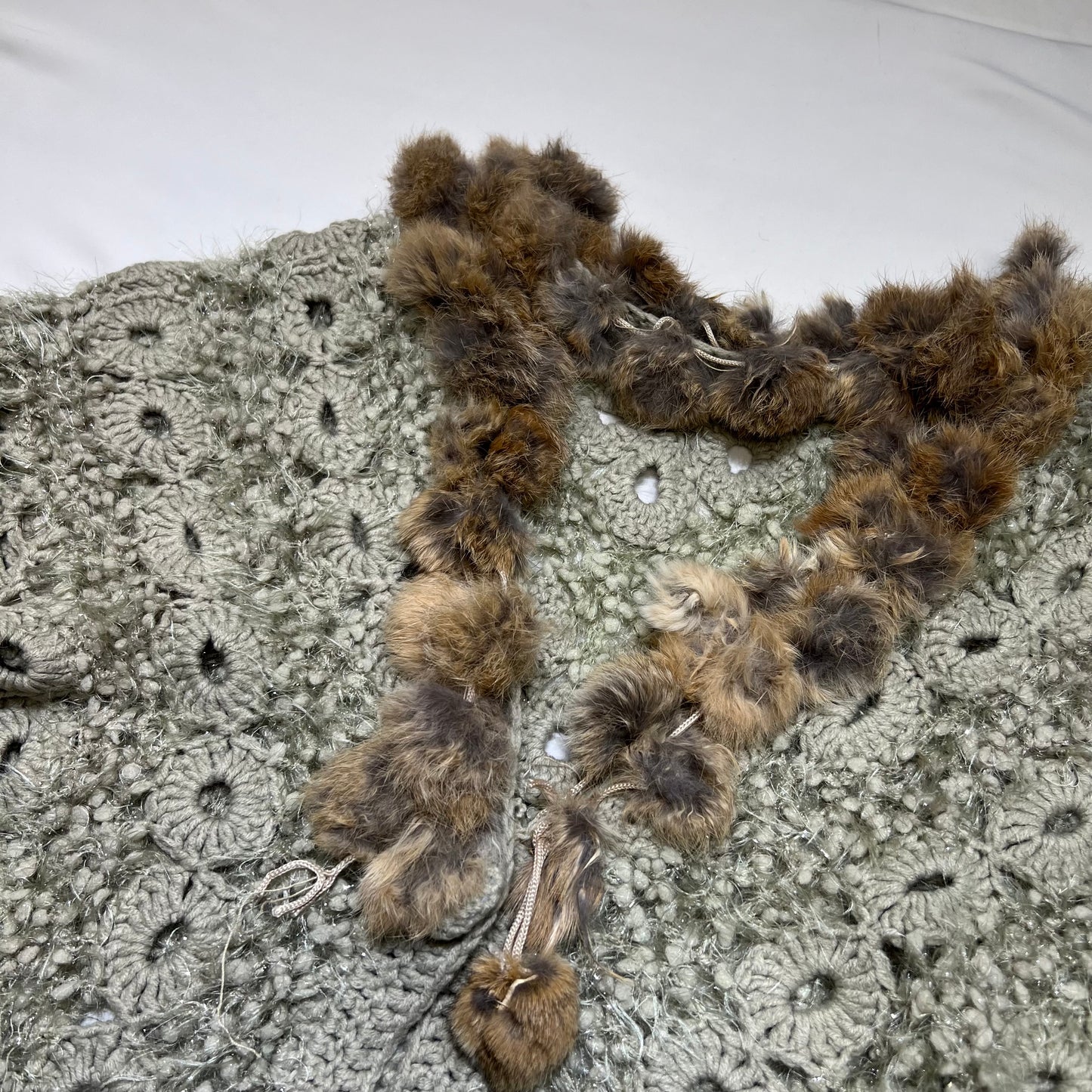 Fur Trim Crochet Cardigan
