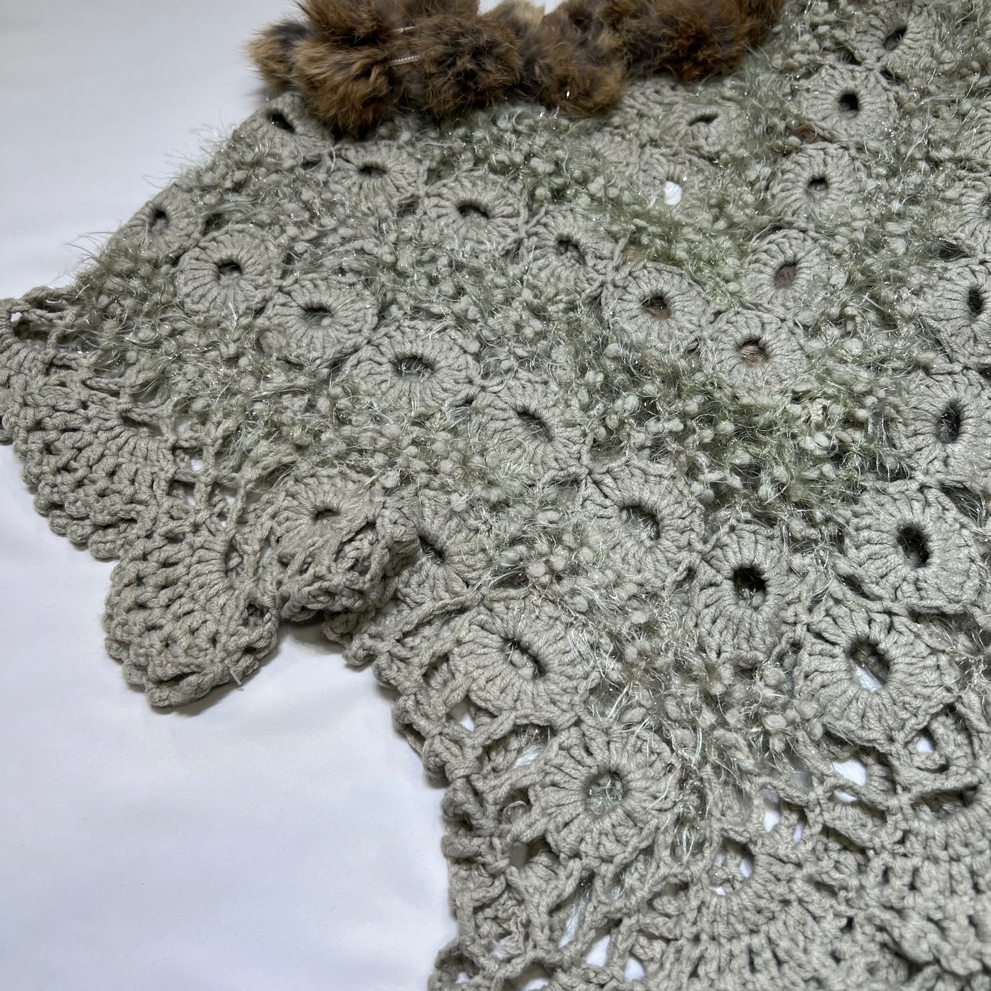 Fur Trim Crochet Cardigan