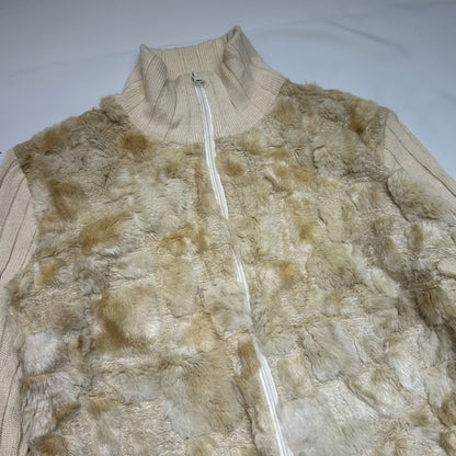Faux Fur Knit Zip-Up Jacket