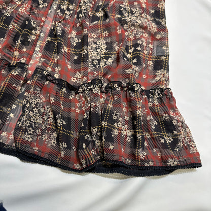 Checked Floral Mesh Camisole