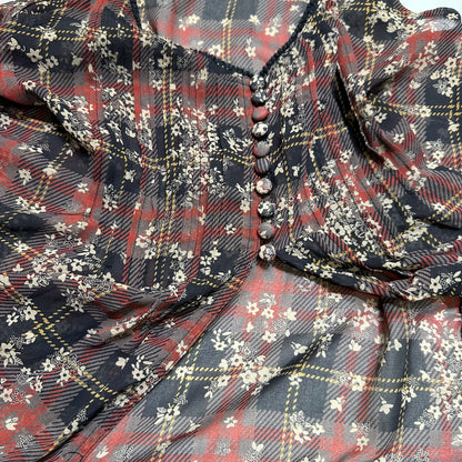 Checked Floral Mesh Camisole