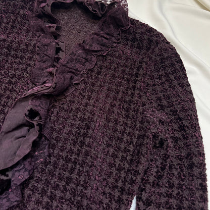 Lace Trim Knit Cardigan