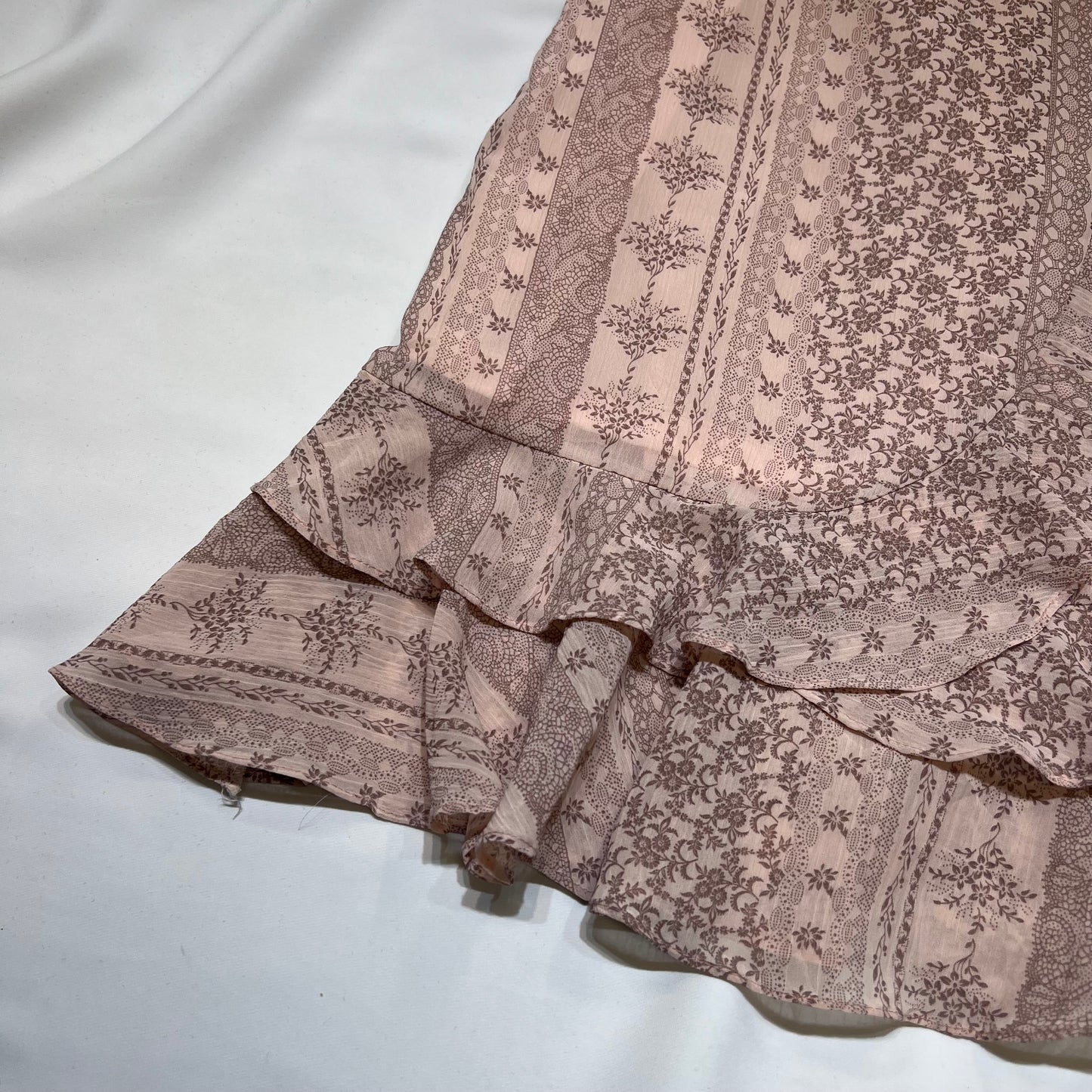 Floral Ruffle Hem Midi Skirt