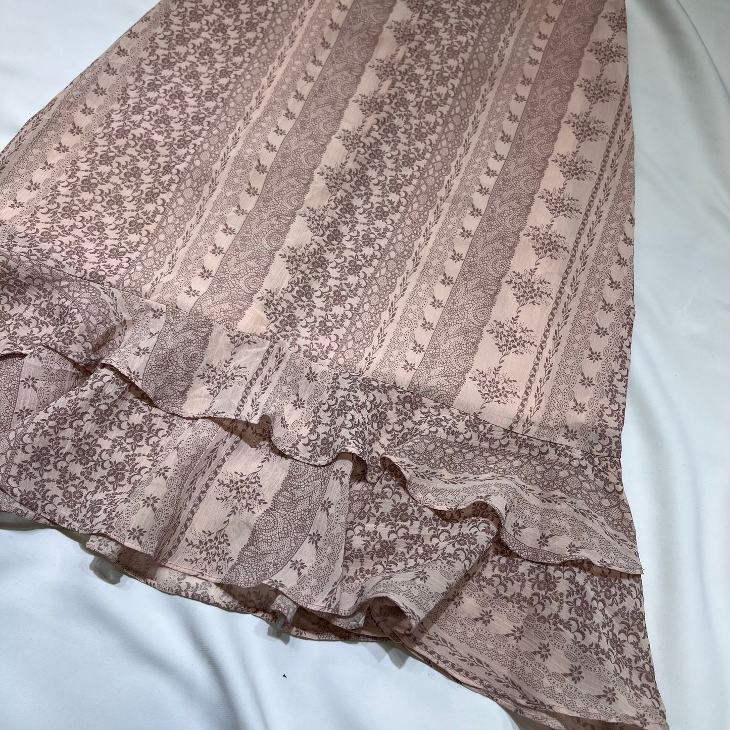 Floral Ruffle Hem Midi Skirt
