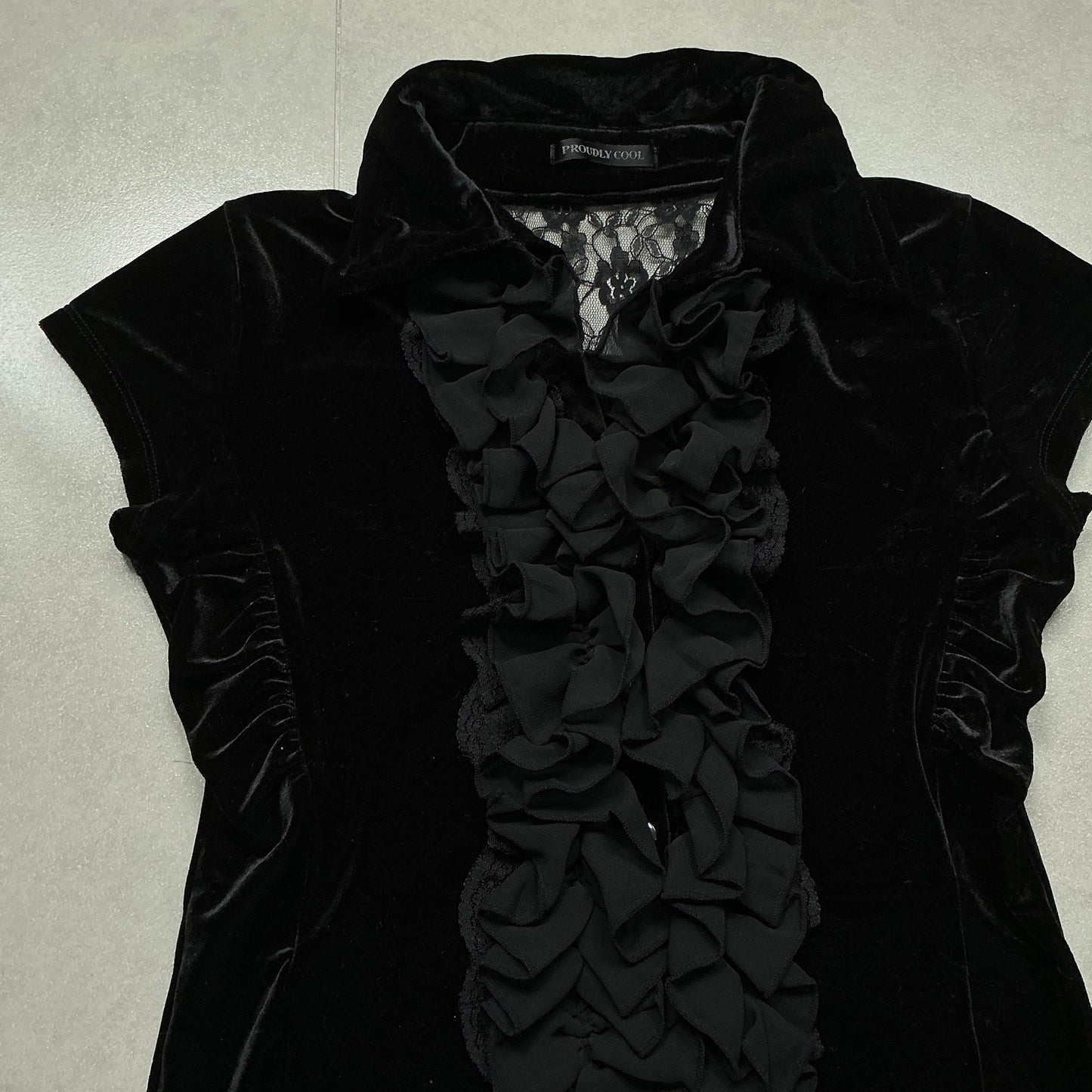 Ruffle Velvet Shirt