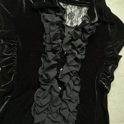 Ruffle Velvet Shirt