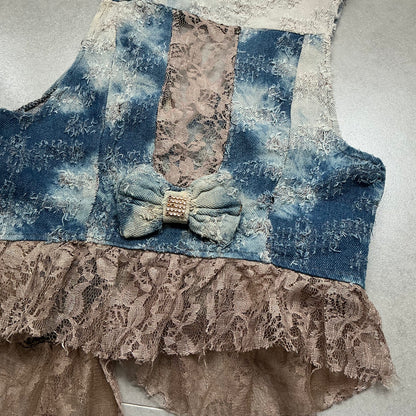 Lace Trim Denim Corset