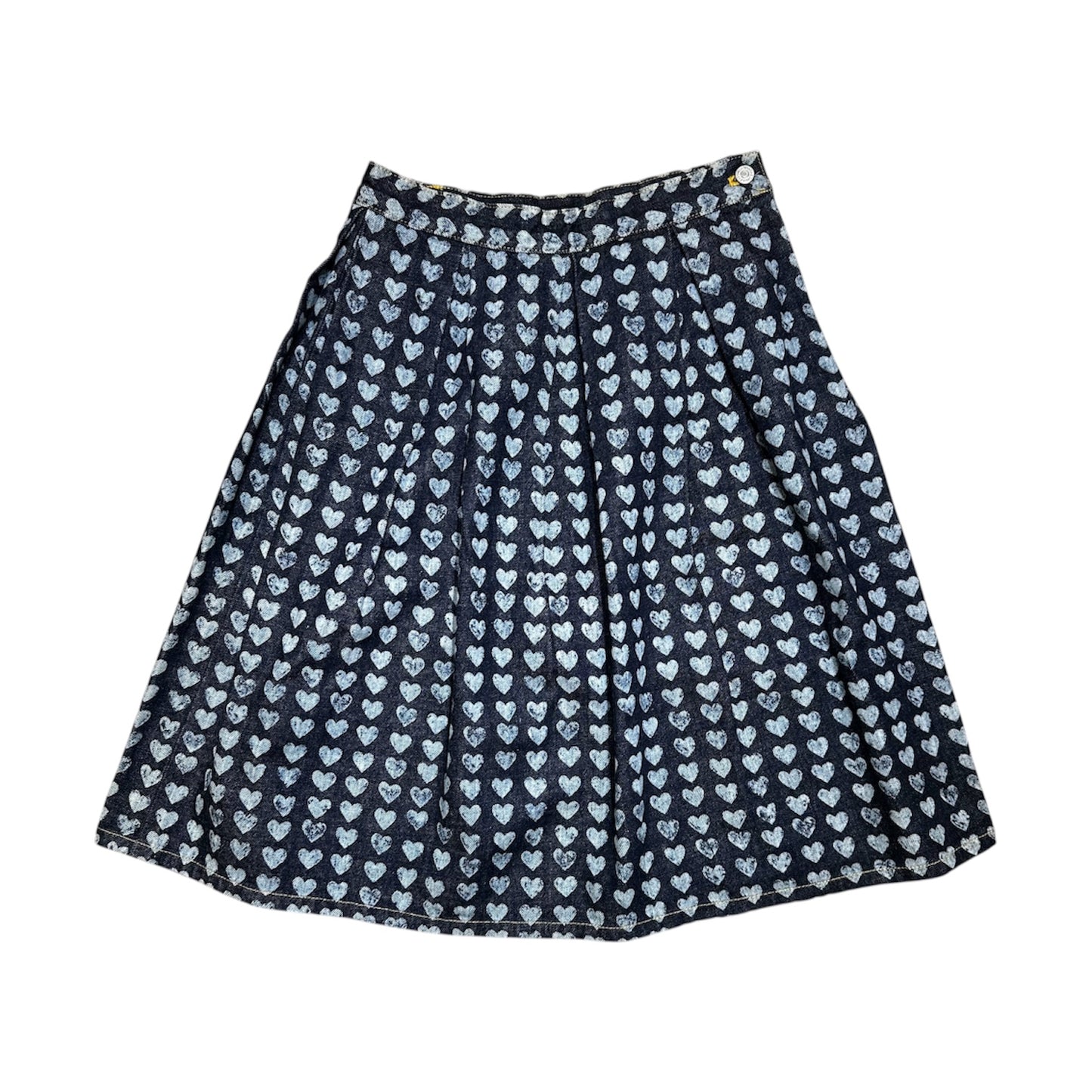 1995 Ozone Community Heart AOP Denim Skirt