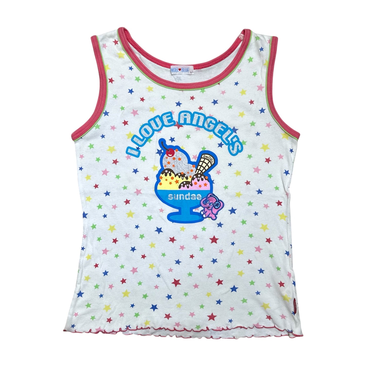 Angel Blue Embroidered Elephant & Sundae Top