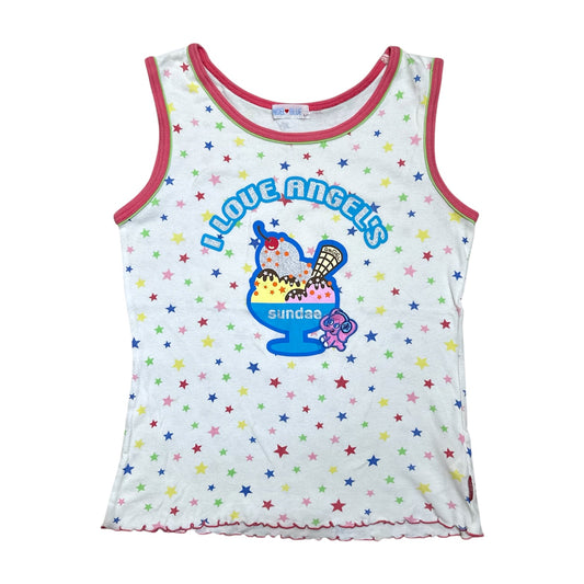 Angel Blue Embroidered Elephant & Sundae Top