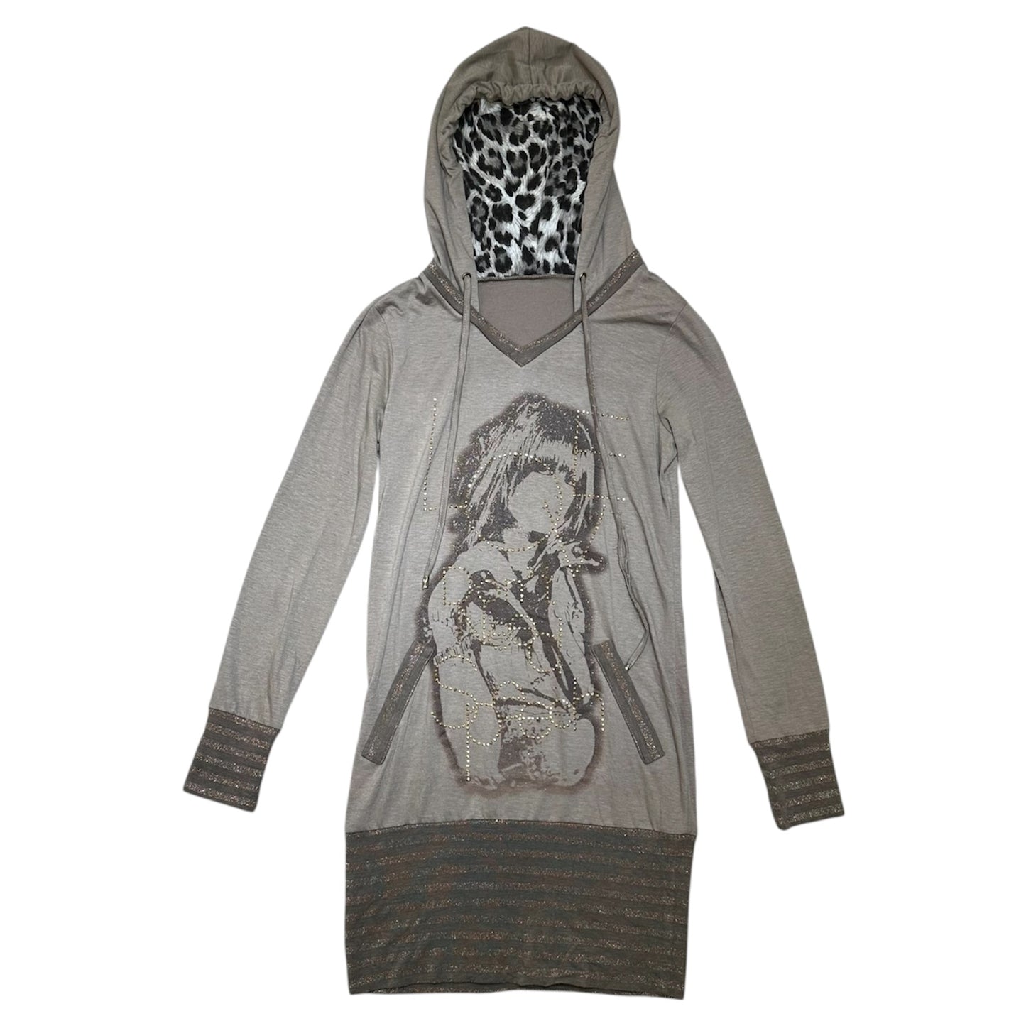 Beaded Graphic Hoodies Dress