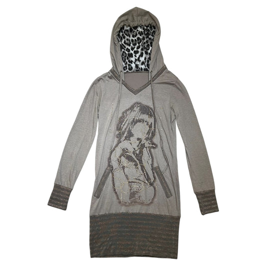 Beaded Graphic Hoodies Dress