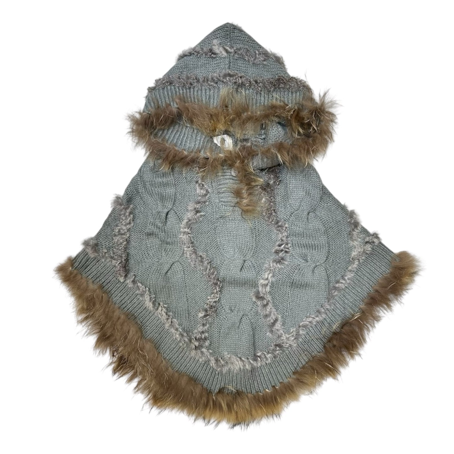Fur Trim Knit Cloak Hoodies