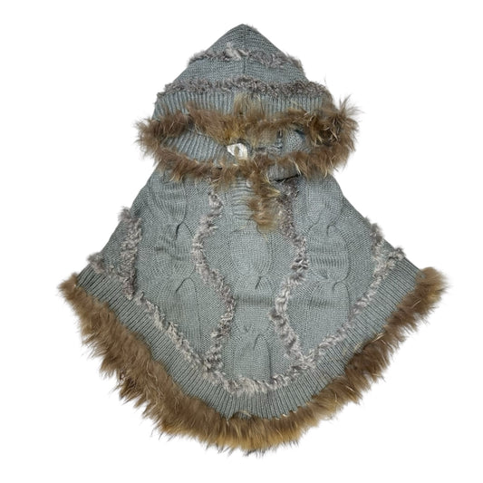 Fur Trim Knit Cloak Hoodies