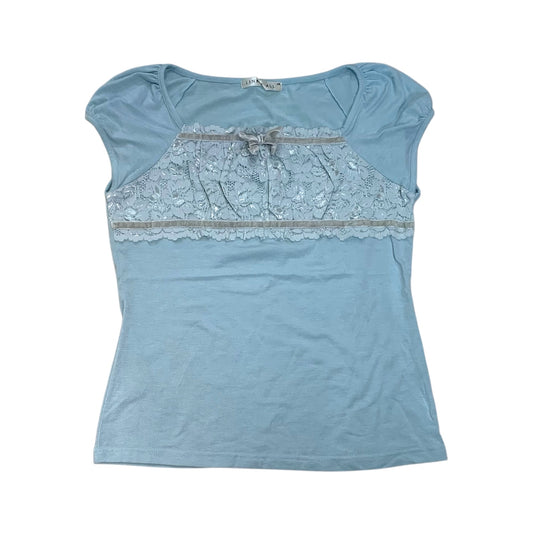 Lace Panel Puff Sleeves Top