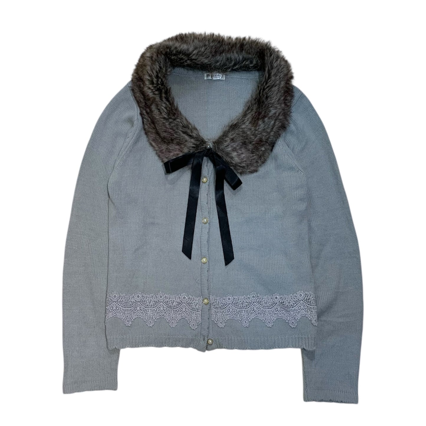 Axes Femme Knit Cardigan with Removable Fur Collar