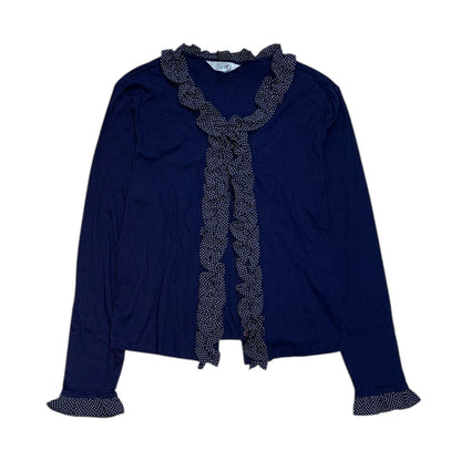 Polka Dot Ruffle Trim Cardigan