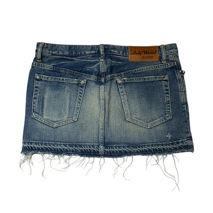 90s Hysteric Glamour x Andy Warhole Strawberry Studded Denim Mini Skirt