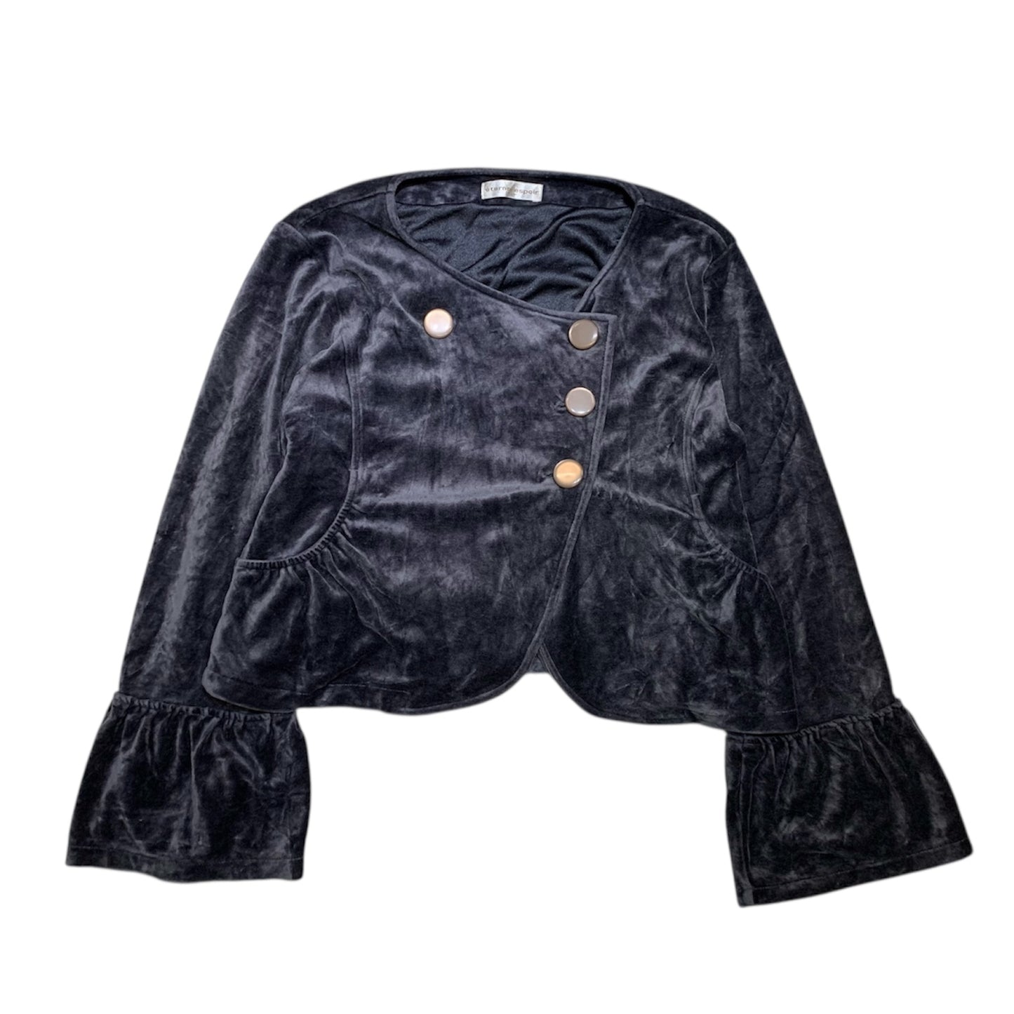 Velvet Cropped Jacket with Flared Cuffs